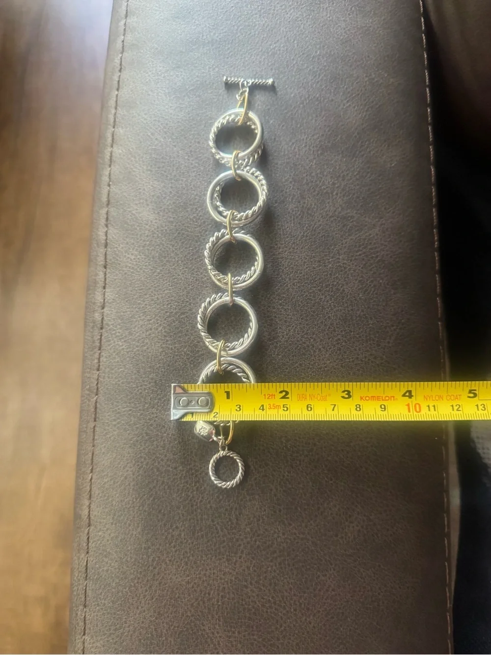 Ralph Lauren Vintage Twisted Rope Link Bracelet Silver & Gold Tone 7.5